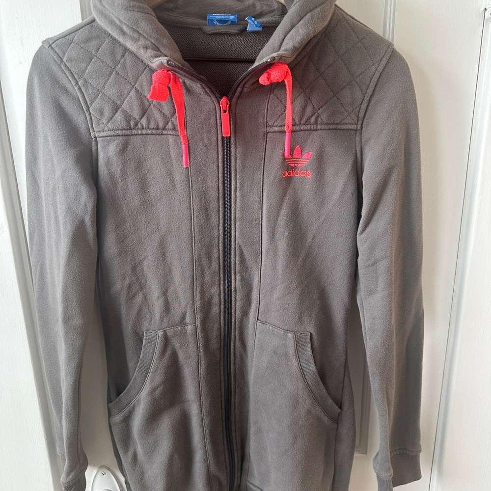 Adidas gray and coral zip up